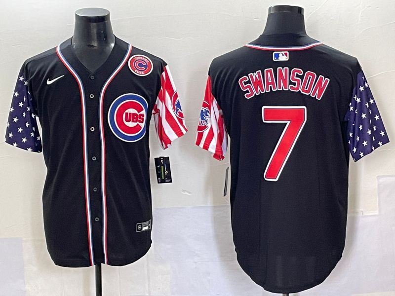 Men 2025 Chicago Cubs #7 Swanson Black a generation of national flags Joint Name Nike MLB Jersey style 46